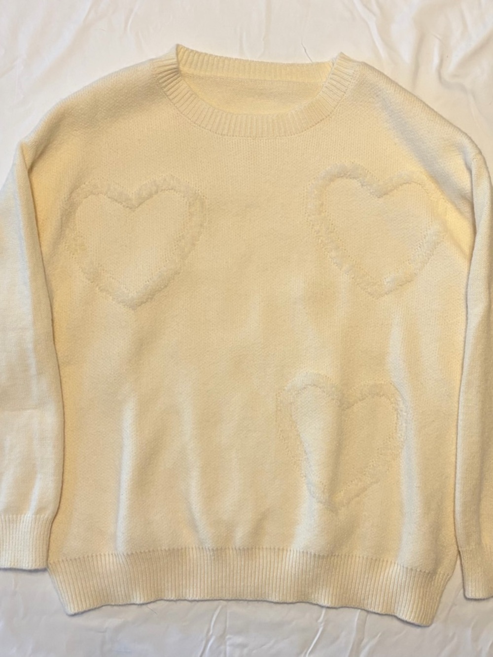 Cream Heart Knit Sweater